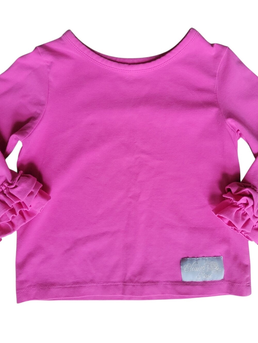 Eleanor Rose Girls Pink Carlie Cotton Long Sleeve Ruffle Cuffs Top Size 3-4